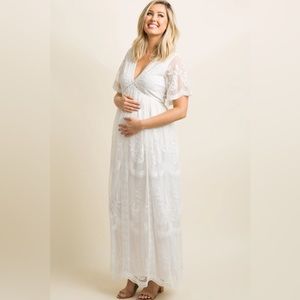Pinkblush Maternity White Lace Maxi Dress Gown